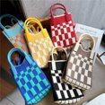 thumbnail image 2 of Bolso para teléfono móvil a cuadros, bolso bandolera para mujer, pequeño, lindo, ligero, para las cuatro estaciones, bolso de punto, 2 of 6