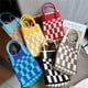 thumbnail image 5 of Bolso para teléfono móvil a cuadros, bolso bandolera para mujer, pequeño, lindo, ligero, para las cuatro estaciones, bolso de punto, 5 of 6