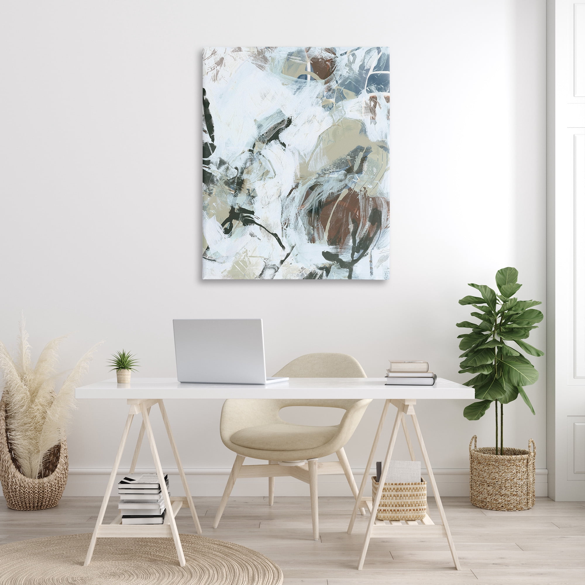 Stupell Industries Expressive Neutral Abstraction Abstract Painting Gallery Wrapped Canvas Art Print Wall Art, 36 x 48