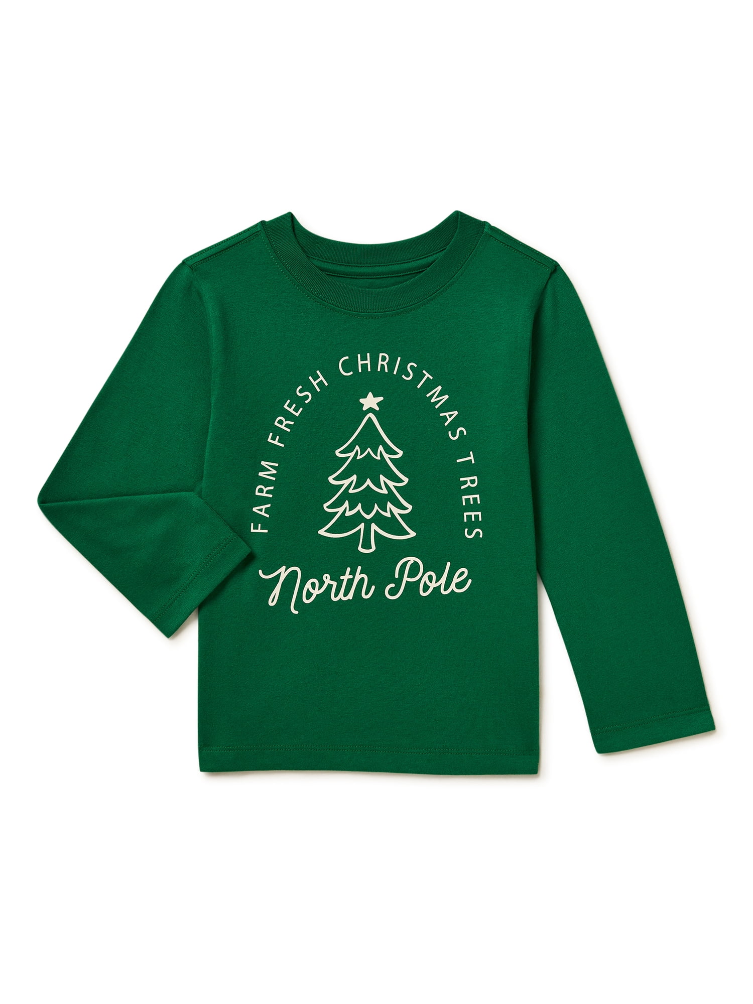 Holiday Time Baby and Toddler Unisex Long Sleeve Graphic Christmas Tee, Sizes 12 Months-5T