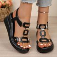 thumbnail image 2 of IWRICH Soled Sandals for Women Flat Sandals Comfort Open Toe Wedge Sandals with Adjustable Buckle Arch Support Summer Shoes Black 8, 2 of 8