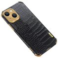 thumbnail image 1 of Compatible with iPhone 15 Plus Crocodile Grain PU Leather Coated TPU Protective Case 6D Electroplating Phone Case, 1 of 3