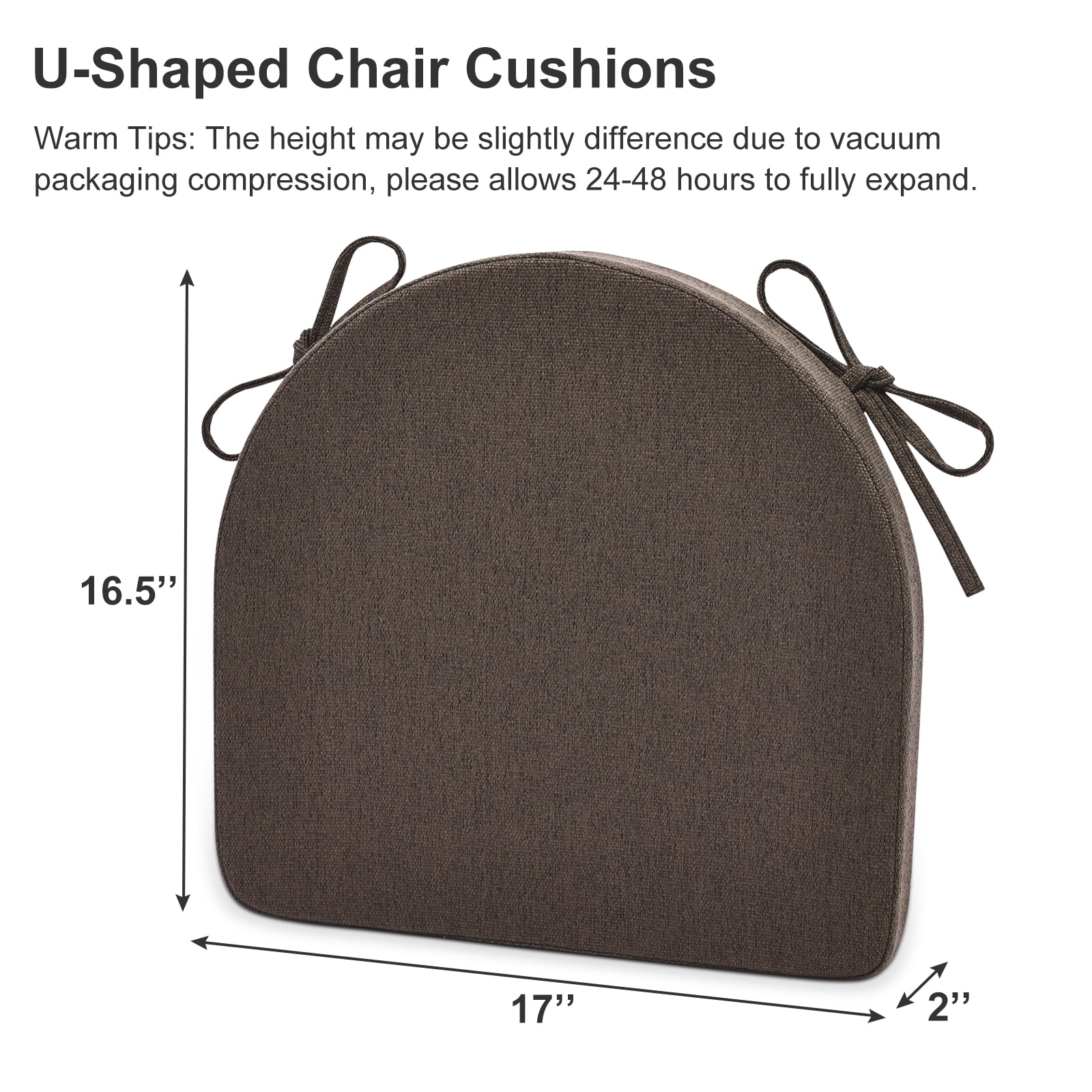 Nuowa Chair Chair Cushions U-Shaped Chair Cushions with Ties 17 x 16 Inches  Non Slip Dining Chair Pads and Seat Cushion Set Wine Red