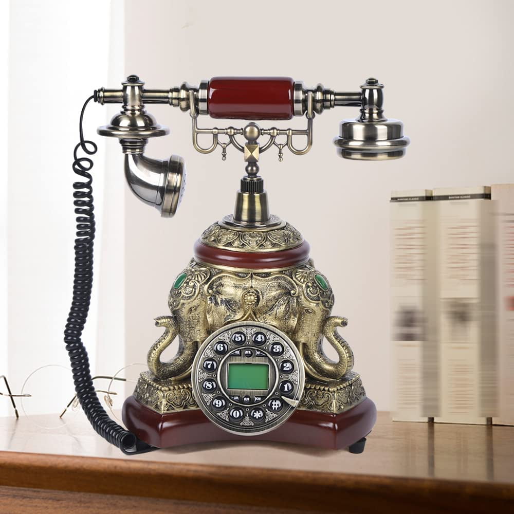 Vintage Luxury Antique Telephone Corded Old Retro Dial Phone Home Desk