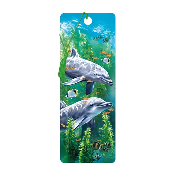 3D LiveLife Bookmark - Dolphin Kelp Bed from Deluxebase. Cute Lenticular Animal Bookmark, Dolphin Page Marker Gift for Book Lovers & Teachers