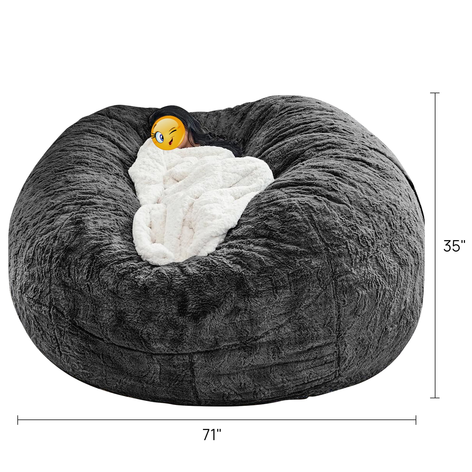 Free Shipping Lovote Bean Bag Chair Cover Gray Storage Beanbag Case Lounger Washable Sack Bean Bag Cover Home No Filler 59 x 29 Walmart