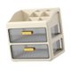 thumbnail image 4 of Organizador de escritorio con compartimentos y cajones. Almacenamiento cosmético moderno, ideal para Marrón cremoso de 2 niveles, 4 of 9