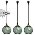 thumbnail image 1 of FSLiving Dimmable Juno Track Lighting Pendants, J-Type Track Mounted Remote Control Modern Socket Water Ripple Dark Green Glass Globe Chandeliers for Bar 3 Lights Kitchen Ceiling Customizable, 1 of 9