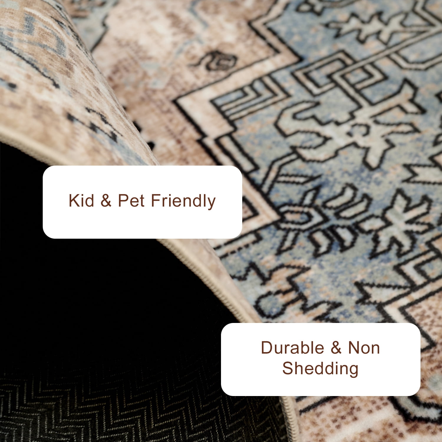 Tapis Esmira Lavable à la Machine Traditionnel pour Salon, Chambre, Salle A Manger, Entrée, Couloir et Plus Encore.