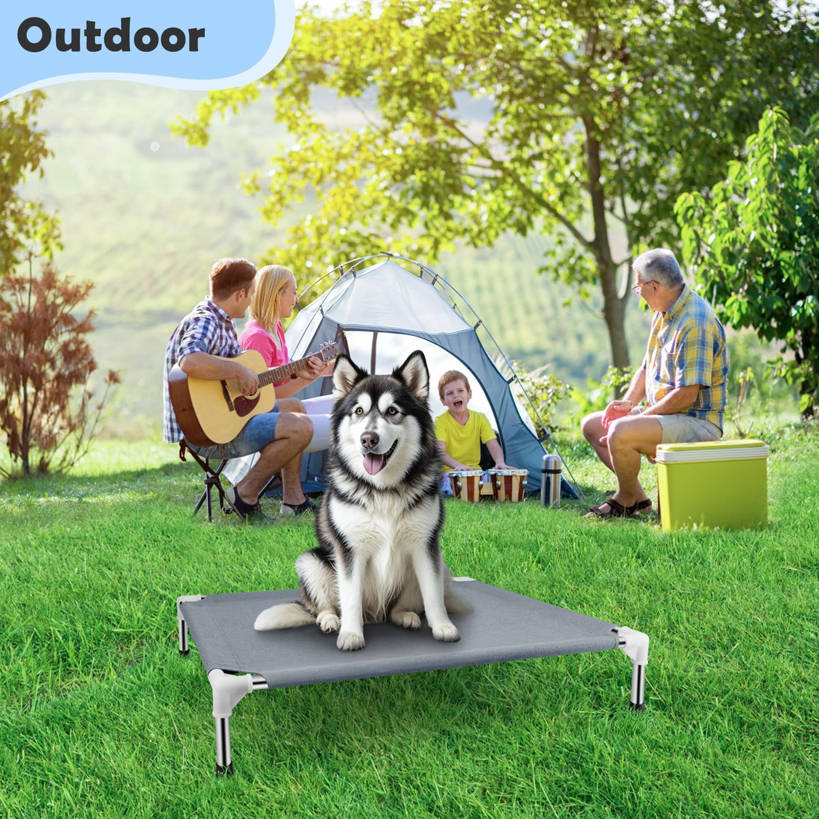 Outdoor Elevated Dog Bed  Cots Beds For Large Dogs Portable Raised Indoors Outdoors Beach