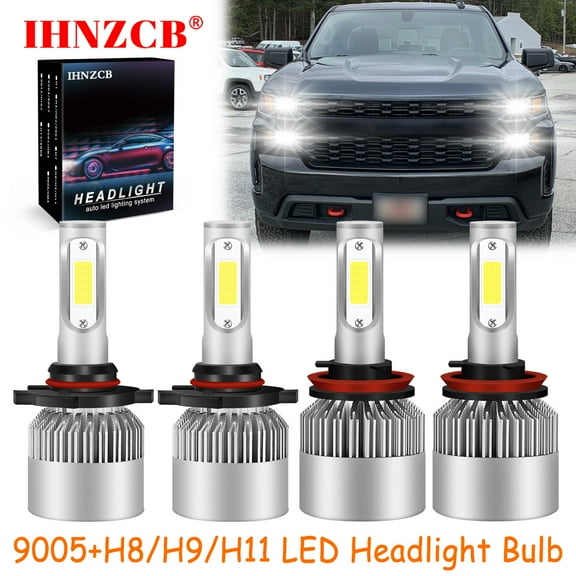 IHNZCB for Chevy Silverado 1500 Wt Custom Trail Boss 2019-2021 9005   H11 Led Headlights Bulb High Low Beam Light White S2,Y09