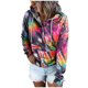 thumbnail image 3 of Gibobby Mujeres sudadera con capucha suéter Sudadera de mujer Button Drawstring Camisa de pocket Casual corbata de manga larga Sudaderas de gradiente de tinte impresas Sudaderas Hoodie （Morado， XL), 3 of 5