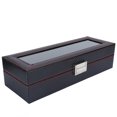 thumbnail image 2 of Six Grid Watch Box PU Leather Watch Storage Box Black Display Jewelry Wristwatch Organizer, 2 of 14