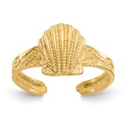 Primal Gold 14 Karat Yellow Gold Diamond-cut Scallop Shell Toe Ring