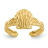 Primal Gold 14 Karat Yellow Gold Diamond-cut Scallop Shell Toe Ring