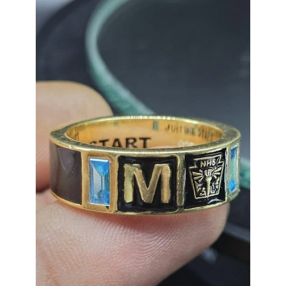 Customized Class Rings CZ Gemstone High School or College Graduation Bands -925 Sterling Silver and Yellow Gold Plated