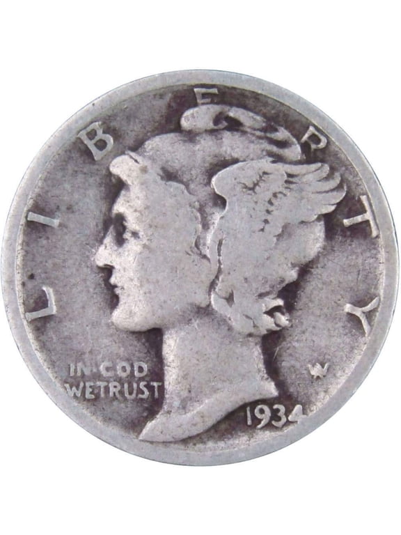 Collectible 1934 Mercury Silver Dime Circulated 10c Coin Collectible