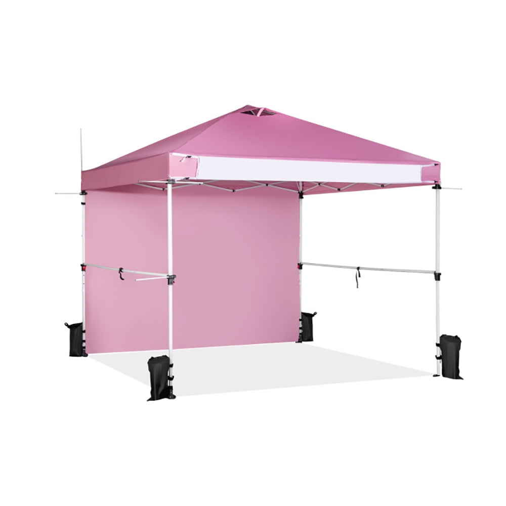 Aimee Lii 10 x 10 Feet Foldable Commercial Pop-up Canopy with Roller Bag and Banner Strip, Backyard Canopy Gazebo for Party Camping BBQ Events, Pink