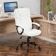 thumbnail image 3 of Mainstays Executive Ergonomic High Back Leather Home Office Desk Chair, White, 3 of 15
