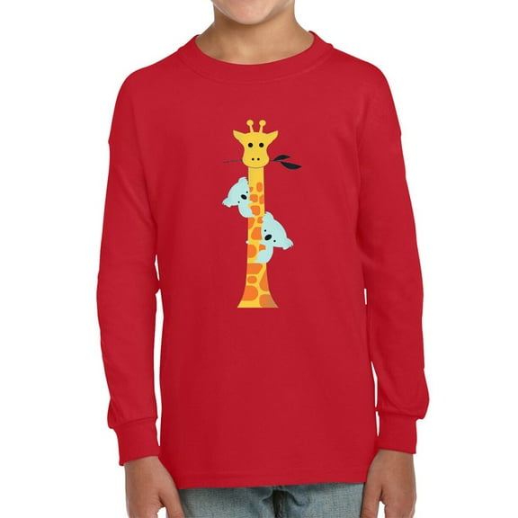 Image Conscious Koalas Climbing A Giraffe Long Sleeve Toddler -Jay Fleck Designs, Unisex 2 Toddler