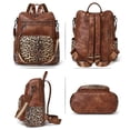 thumbnail image 3 of OPAGE Mochila de cuero para mujer, bolso de hombro con borlas a la moda, bolsos de viaje grandes de diseñador, 3 of 5
