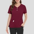 thumbnail image 2 of Medical Scrub Set for Women, Modern V Neck Scrub Top & Jogger Pant with 8 Pockets Professionals Soft Stretch Medical Nursing Uniforms Set (Wine), 2 of 5