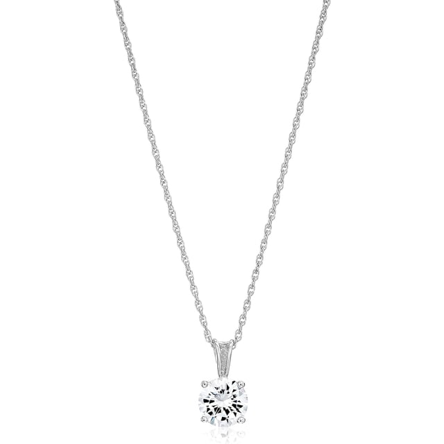 Collier Pendentif en Argent Sterling à Zircon Cubique Rond, 18 Pouces