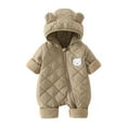 thumbnail image 4 of Karoyedx Little Girls Winter Snowsuit Baby Snowsuit Winter Romper Hooded Boys Girls Jumpsuit Fall Winter Outfits Infant Newborn Clothes Khaki Size,3-6 Months, 4 of 5