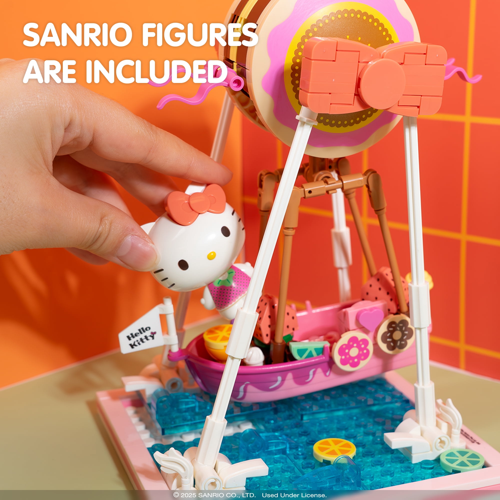 Hamee Sanrio Hello Kitty and Friends ‘Summer Wunderland’ Theme Park Building Block Set Party Favor, Stress Relief, Collectible Toy - Hello Kitty Donut Ship