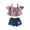 Multicolor, variant on Bagilaanoe 4th of July Clothes for Toddler Baby Girls Star Stripes Off Shoulder Crop Tops + Denim Shorts 1T 2T 3T 4T 5T 6T Kids Independence Day Outfits 2pcs Short Pants Set
