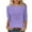 Purple, variant on aidice Womens T Shirts Eyelet Round Neck 3/4 Sleeve Tops Comfy Fitting Casual Solid Color Tee Shirts