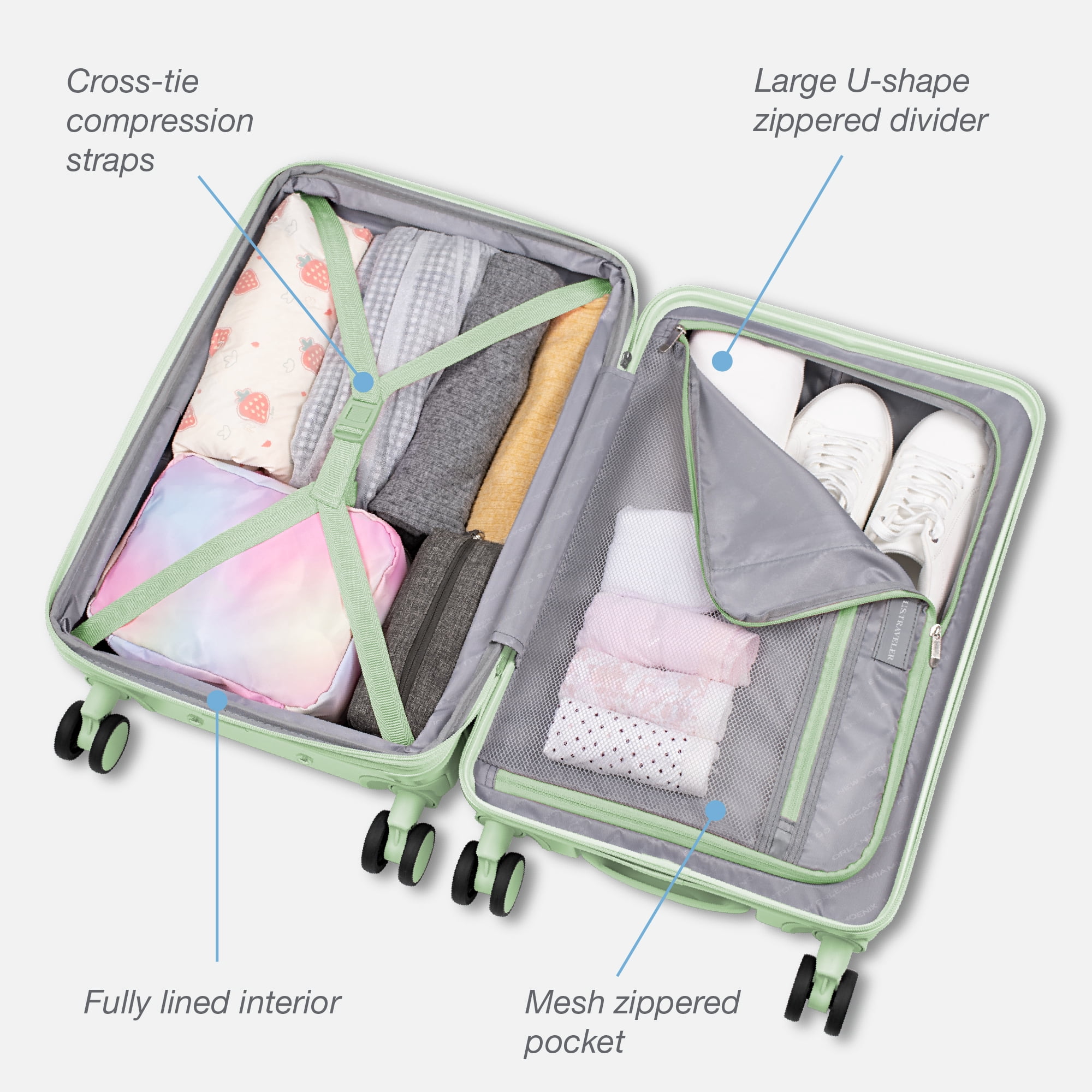 U.S. Traveler Citrine Hardside Spinner Luggage, Mint, 30" Checked Large