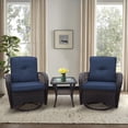 thumbnail image 4 of JP Outdoor 3PCS Indoor Outdoor Swivel Rocker, Rattan Rocker Bistro Sets with Table, Navy Blue, 4 of 9