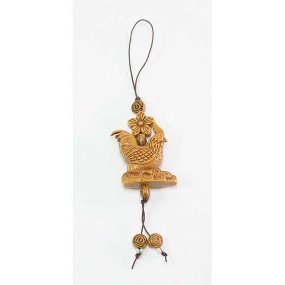 Brown Rooster with Star Flower Cell Phone Good Luck Charm Strap Accessory Gift E14211-10