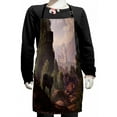 thumbnail image 1 of Woodland Kids Apron, Wolf Coming out of the Woods Gothic Castle Lake Boat off in Distance, Boys Girls Apron Bib with Adjustable Ties for Cooking Baking Painting, Brown Army Green Rose, by Ambesonne, 1 of 2