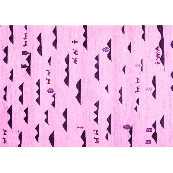 Ahgly Company Indoor Rectangle Solid Pink Modern Area Rugs, 7' x 9'