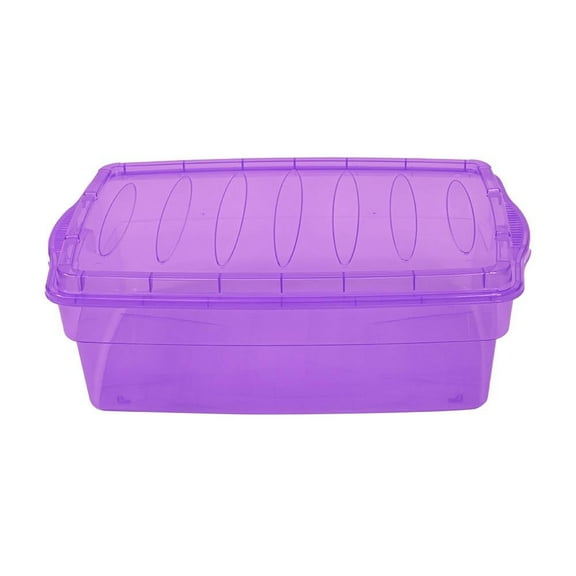 Caja Organizadora Polycar Multiusos Translucida con Tapa 27 Litros  Morado