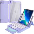 thumbnail image 1 of Funda con teclado vertical para iPad Air de 5.ª generación, 4.ª generación, 10,9 pulgadas, con panel táctil, bonito teclado de color, cubierta trasera magnética transparente, teclado táctil BT, 1 of 1