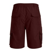 Blczomt Mens Shorts,Men Casual Solid Knee Length Cargo Pants With Pocket Straight Button Zipper Shorts