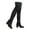 Black, variant on Women's Over The Knee Boots Chunky Heel Sudue Slouchy Stretch Thigh High Booties with Side Zipper