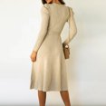 thumbnail image 4 of Vestido de mujer de corte A con cinturón vestido de punto acanalado vestido tipo suéter elegante y ajustado, 4 of 9