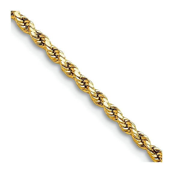14k Gold 2mm Semi-solid Sparkle-Cut Rope Chain Necklace 20 Inch Chain Necklace for Women and Men