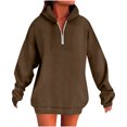 thumbnail image 1 of HongQid Women's Casual Long Sleeve Lapel Zipper Sweatshirt Oversized Loose Pullover Tops, 1 of 6