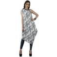 thumbnail image 3 of Moomaya Women's Printed One-Shoulder Cowl Kurti Sleeveless Dress Boho Party Designer Clothing, 3 of 7