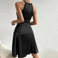 thumbnail image 6 of Dress for Women Halter Neck Sleeveless Formal Dresses Cocktail Party Women's Summer Solid Color Sequin Spliced Sleeveless Dress Black M, 6 of 8