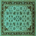 thumbnail image 1 of Ahgly Company Indoor Square Oriental Turquoise Blue Traditional Area Rugs, 5' Square, 1 of 4