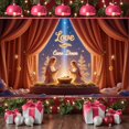 thumbnail image 3 of Starry Design Love Came Down Banner Religious Theme Nativity Banner Golden Star Red Background Christmas Banner for Christmas Decoration Church Event Religious Ceremony, 3 of 9