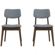Aria Mid-Century Modern Fabric Dining Room&Kitchen Chair in Gray (Set of 2)