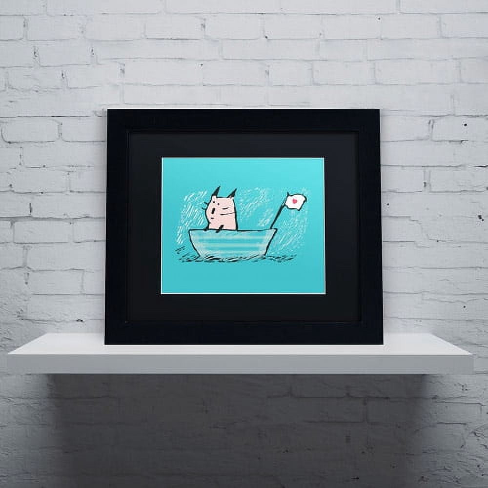 Carla Martell 'Sweet Sailor Cat' Black Matted Framed Art