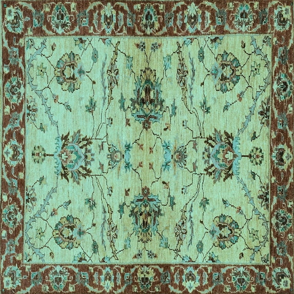 Ahgly Company Indoor Square Oriental Light Blue Traditional Area Rugs, 6' Square